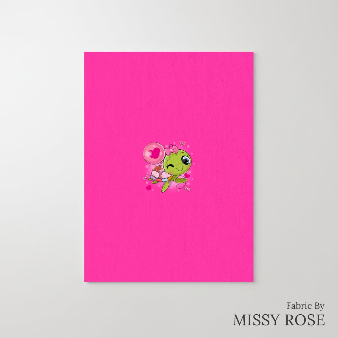 Design 100 Pink Turtle Panel – printed fabric panel with centred picture, custom printed to order | Fabric by Missy Rose