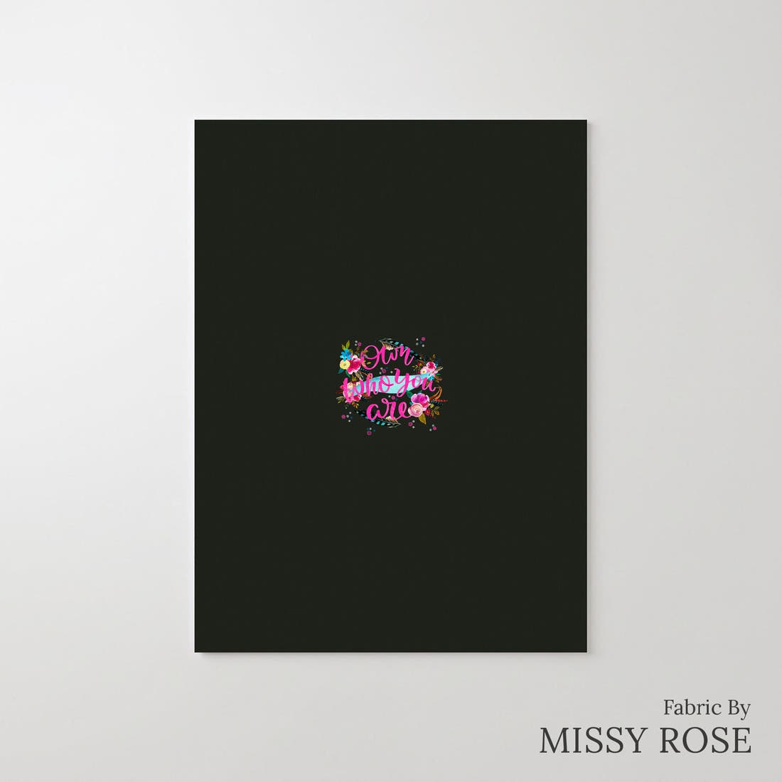 Design 1001 Black Floral Panel – printed fabric panel with centred picture, custom printed to order | Fabric by Missy Rose