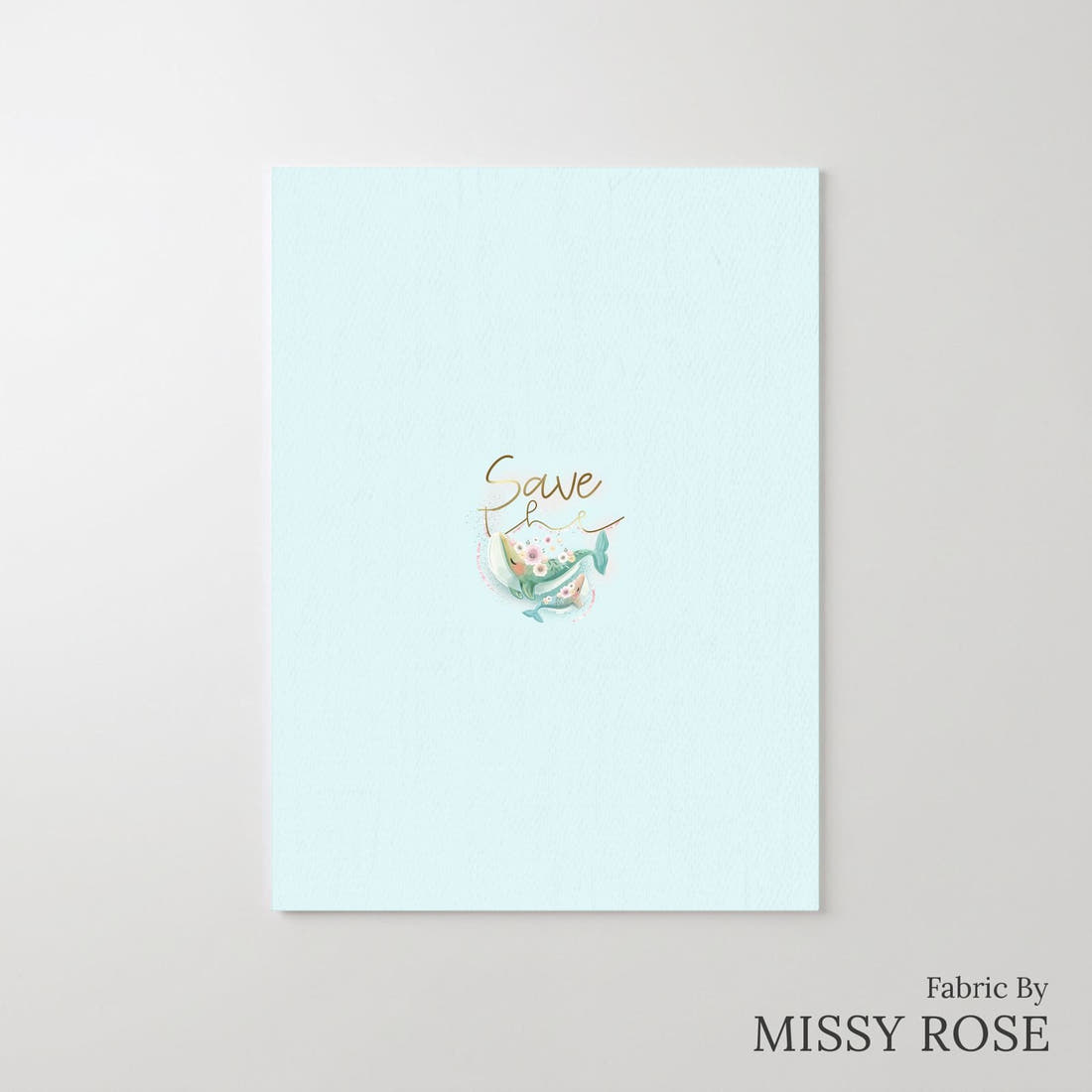 Design 1005 Floral Whale Panel – printed fabric panel with centred picture, custom printed to order | Fabric by Missy Rose