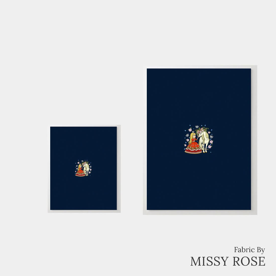 Design 1006 Unicorn Princess Panel – universal and adult panel sizes side by side | Fabric by Missy Rose