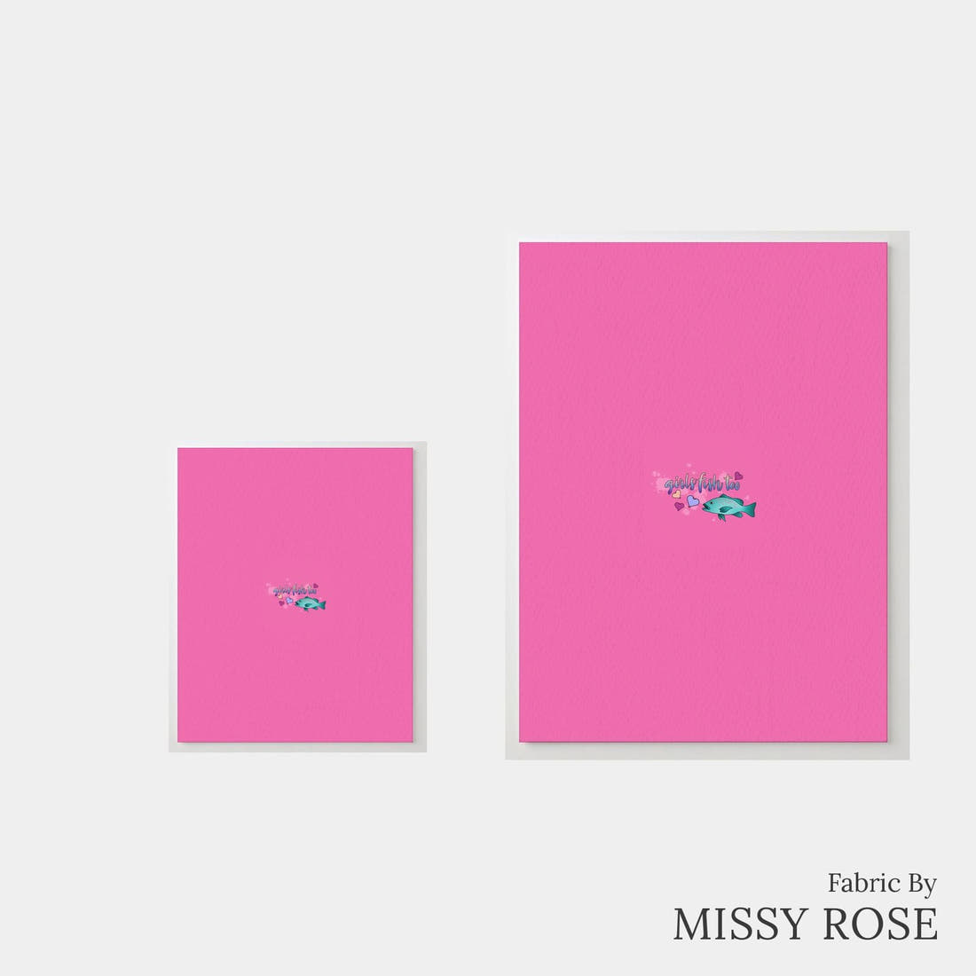 Design 1007 Pink Fish Panel – universal and adult panel sizes side by side | Fabric by Missy Rose