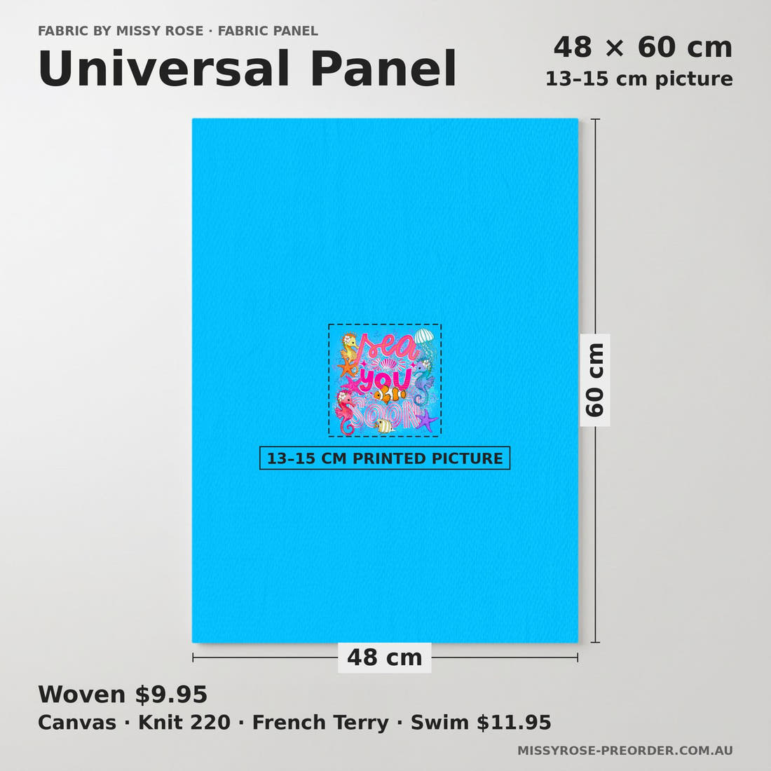 Design 101 Under Sea Panel universal panel sizing – 13–15 cm printed picture on 48 × 60 cm fabric | Fabric by Missy Rose