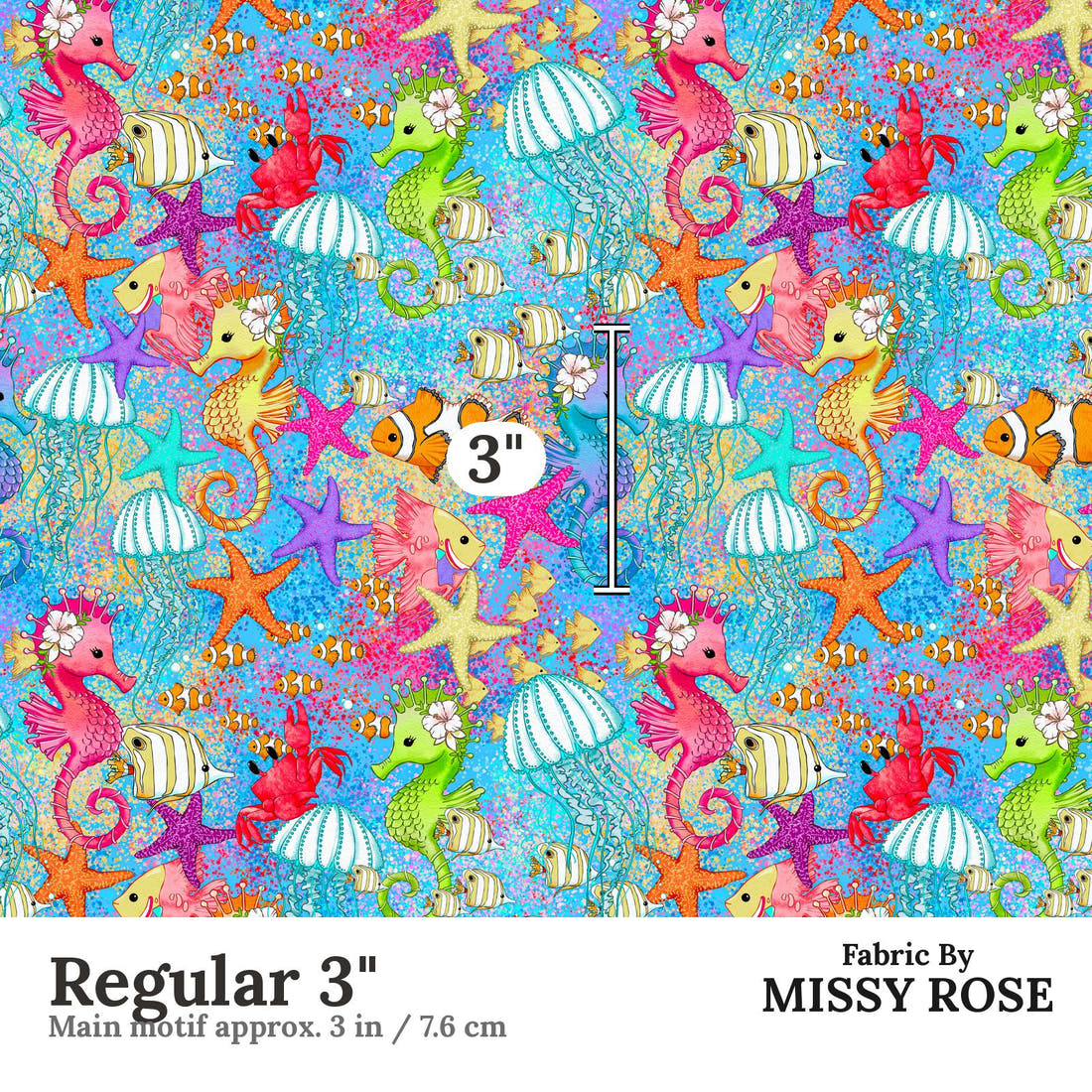 Design 101 Under Sea Fabric Regular 3" - print scale | Fabric by Missy Rose