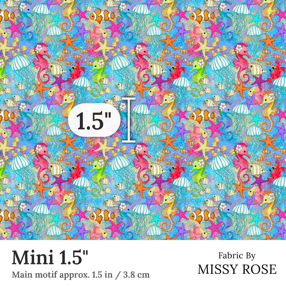 Design 101 Under Sea Fabric Mini 1.5 inch print scale guide | Fabric by Missy Rose