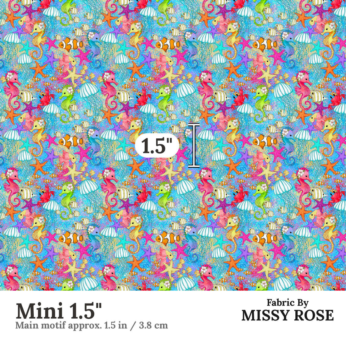 Design 101 Under Sea Fabric Mini 1.5" - print scale | Fabric by Missy Rose
