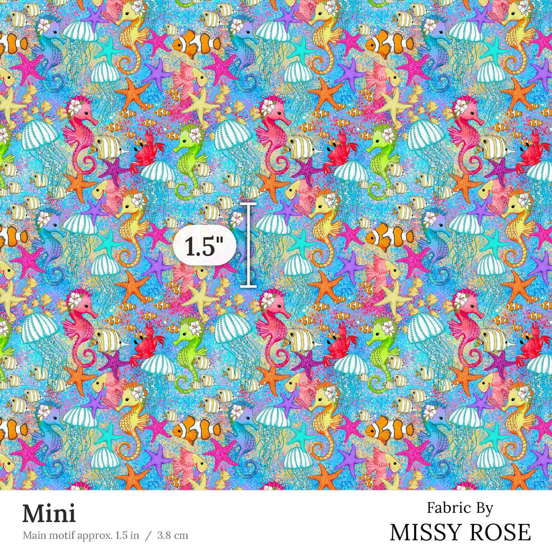 Design 101 Under Sea Fabric Mini 1.5 inch print scale guide | Fabric by Missy Rose
