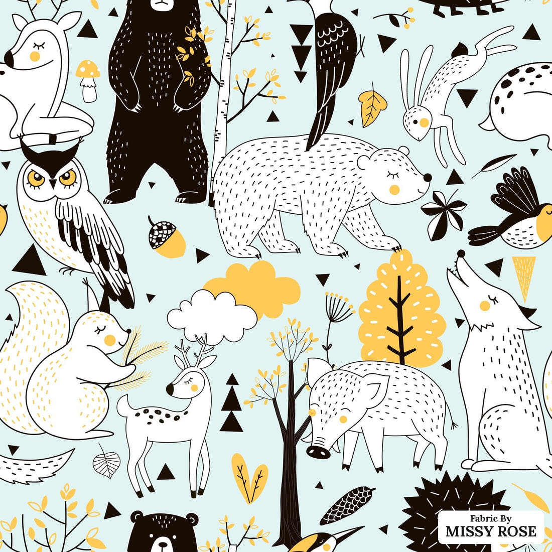 Design 1012 Scandi Woodlands Fabric – flat view of the print, zoom in for detail | Fabric by Missy Rose