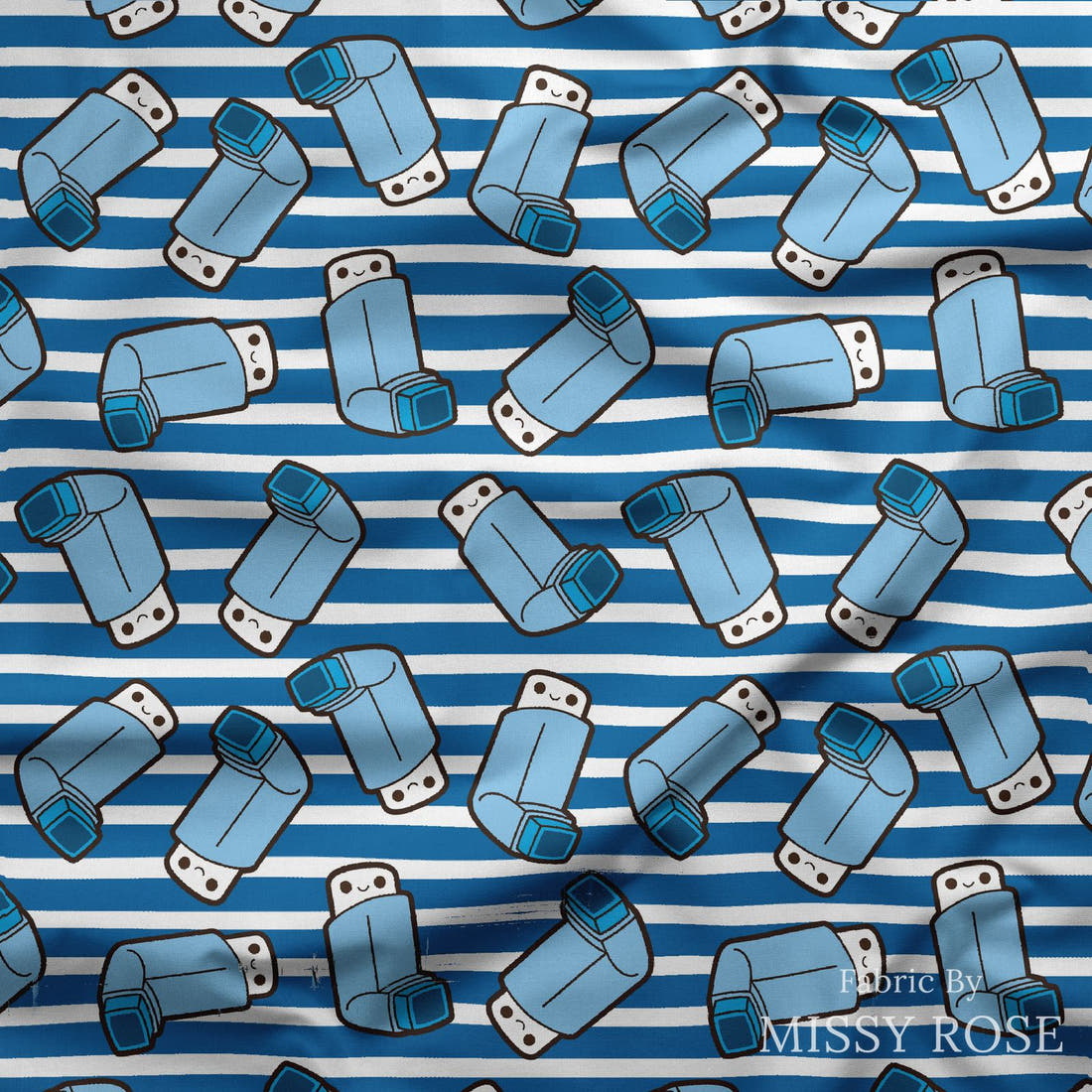 Design 1014 Striped Asthma Fabric draped fabric mockup – custom printed fabric by the metre | Fabric by Missy Rose
