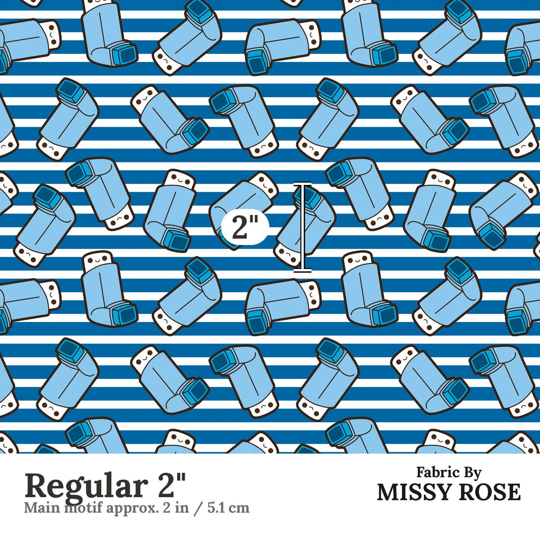 Design 1014 Striped Asthma Fabric Regular 2 inch print scale guide | Fabric by Missy Rose