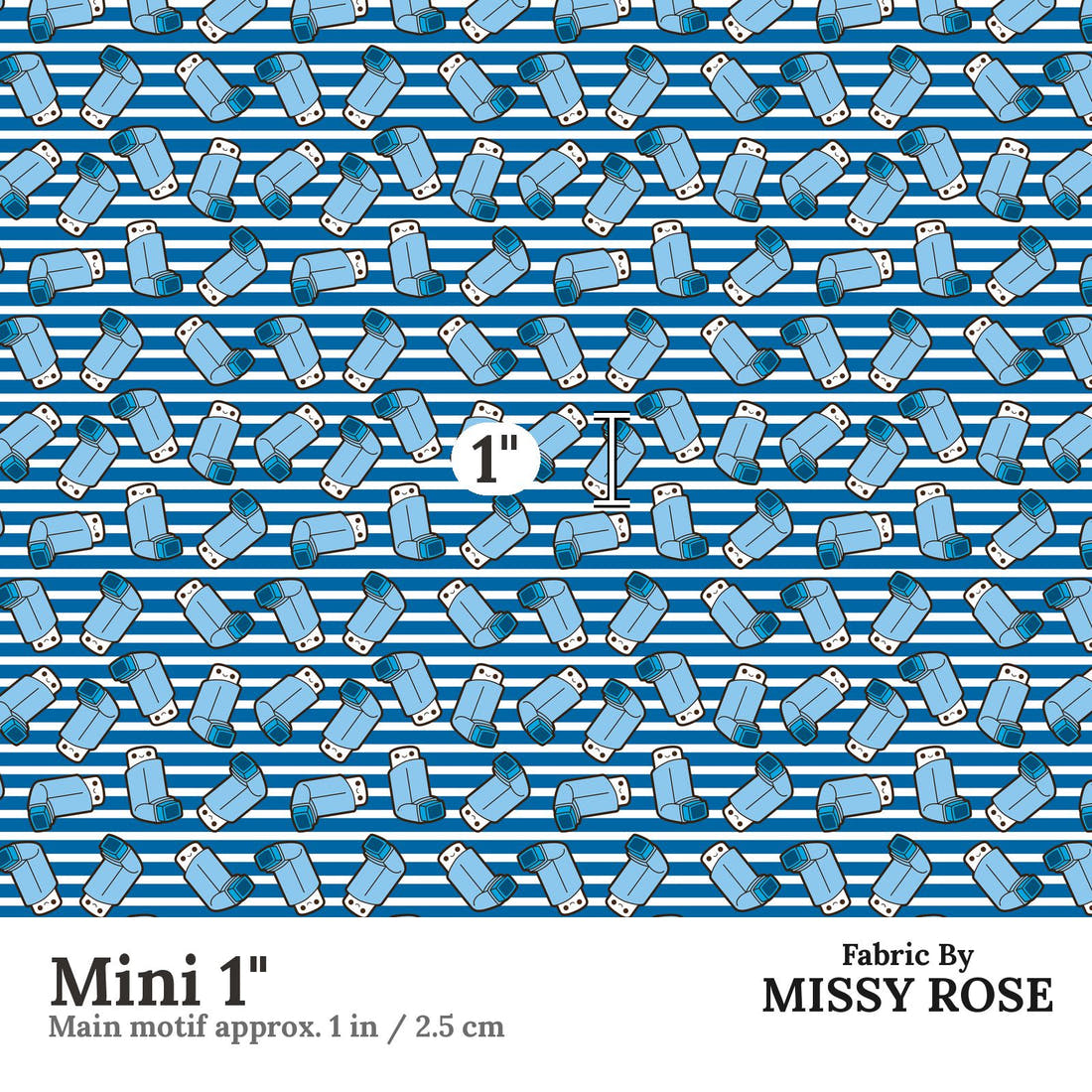 Design 1014 Striped Asthma Fabric Mini 1 inch print scale guide | Fabric by Missy Rose