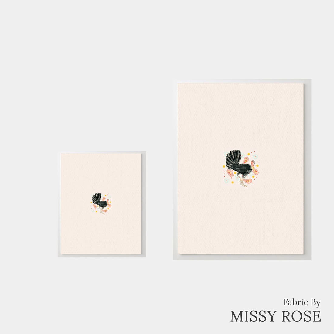 Design 1016 Bush Turkey Panel – universal and adult panel sizes side by side | Fabric by Missy Rose