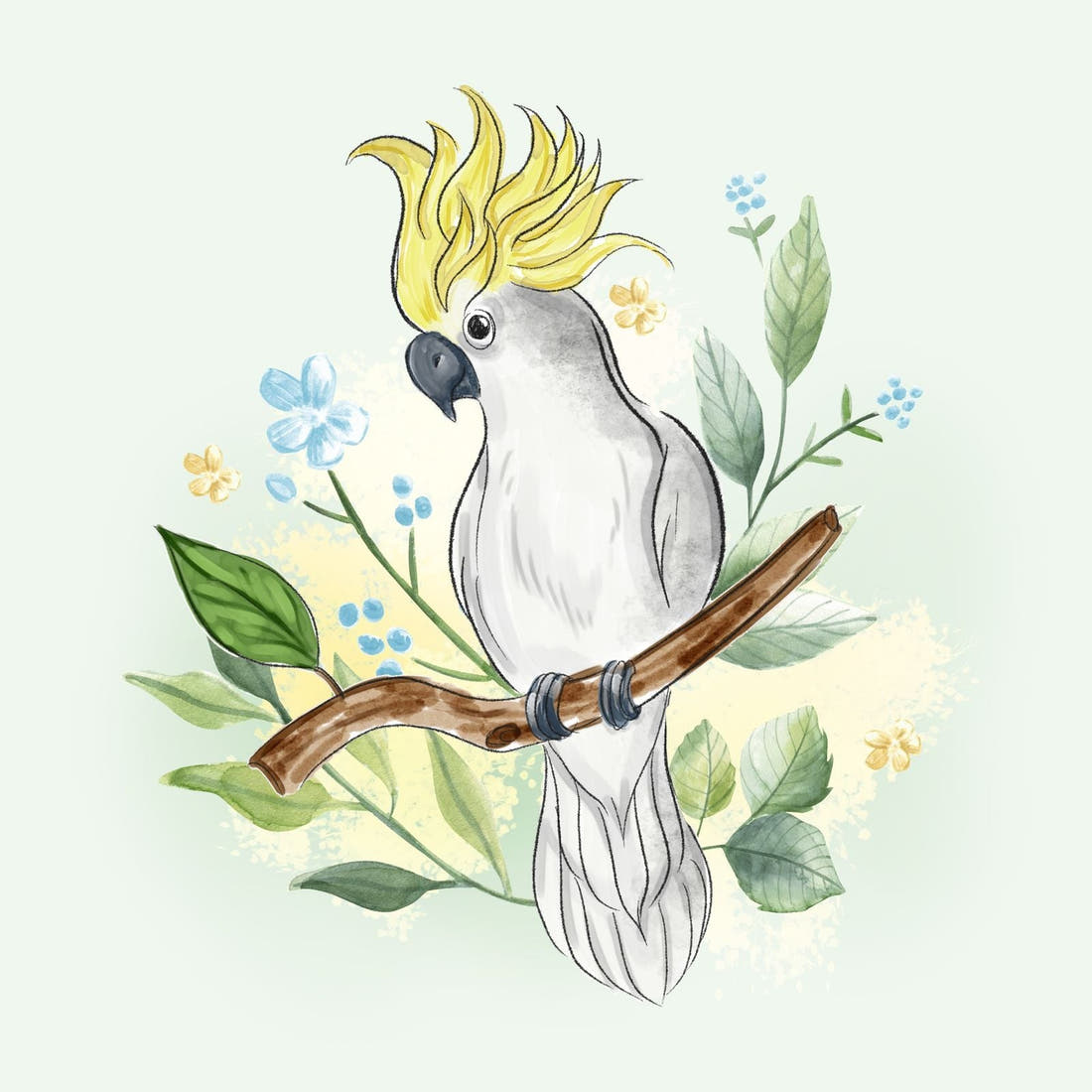 Design 1017 Cockatoo Panel – full artwork close-up of the printed picture | Fabric by Missy Rose