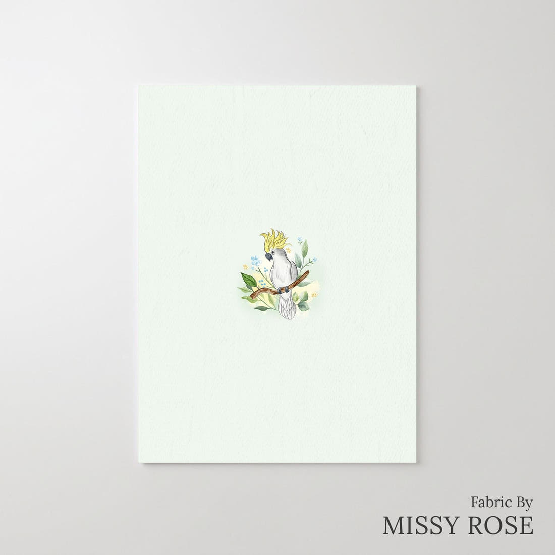 Design 1017 Cockatoo Panel – printed fabric panel with centred picture, custom printed to order | Fabric by Missy Rose