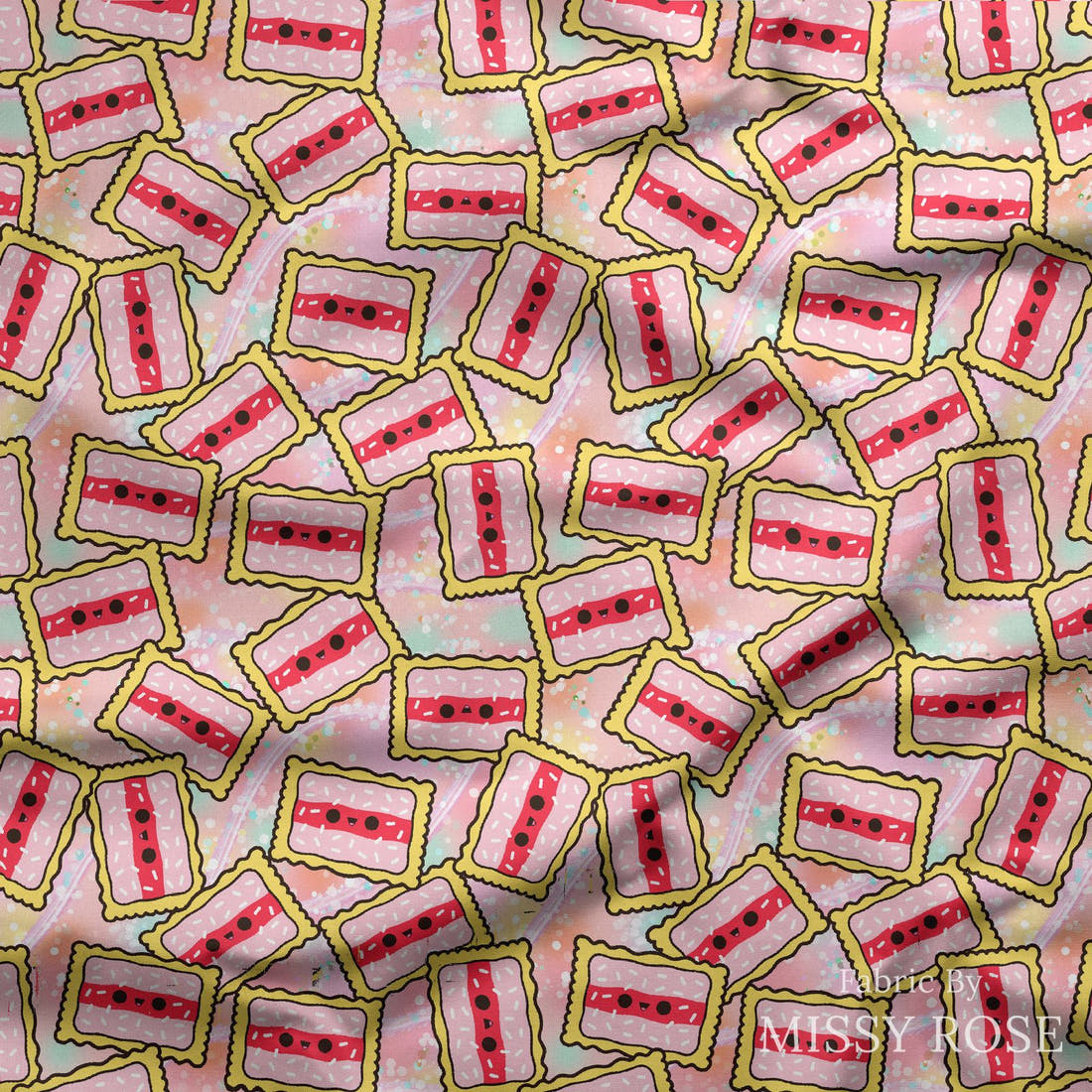 Design 1018 Biscuit Fabric draped fabric mockup – custom printed fabric by the metre | Fabric by Missy Rose