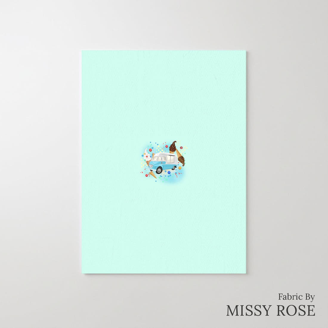 Design 1019 Ice Cream Van Panel – printed fabric panel with centred picture, custom printed to order | Fabric by Missy Rose