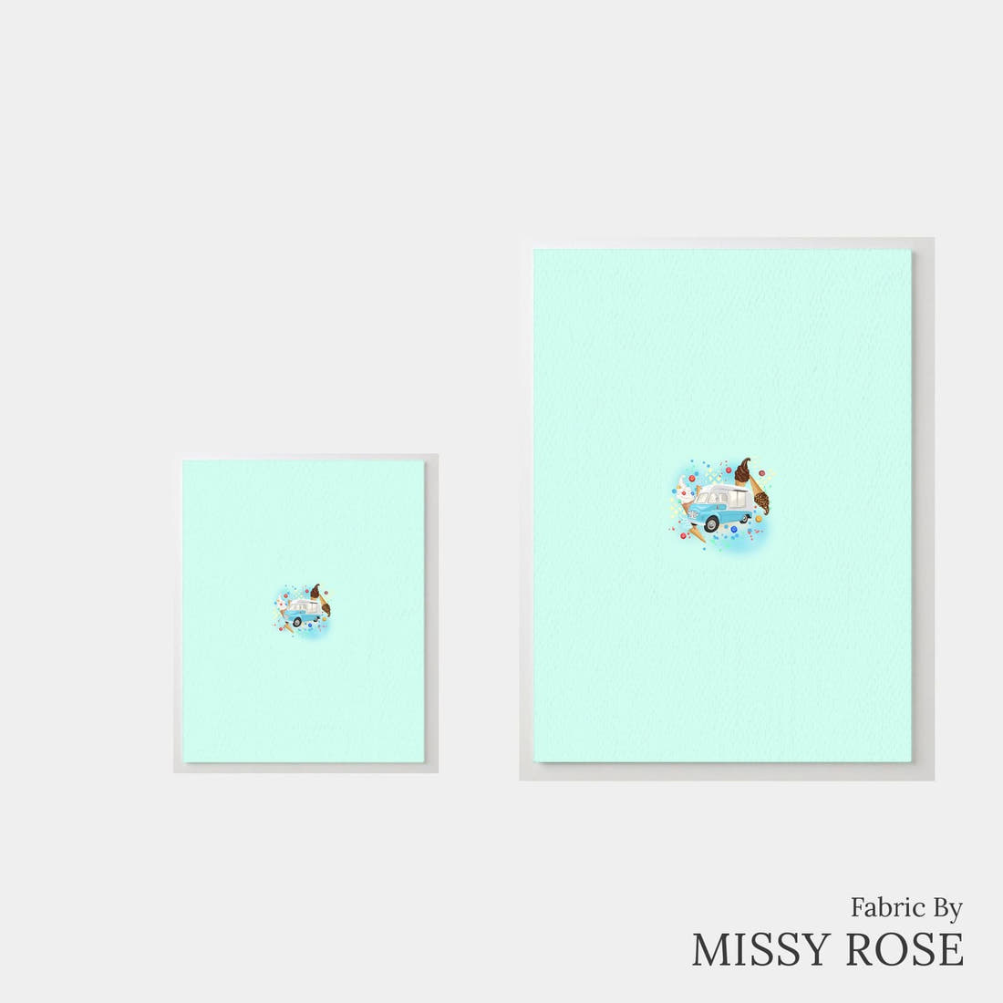 Design 1019 Ice Cream Van Panel – universal and adult panel sizes side by side | Fabric by Missy Rose