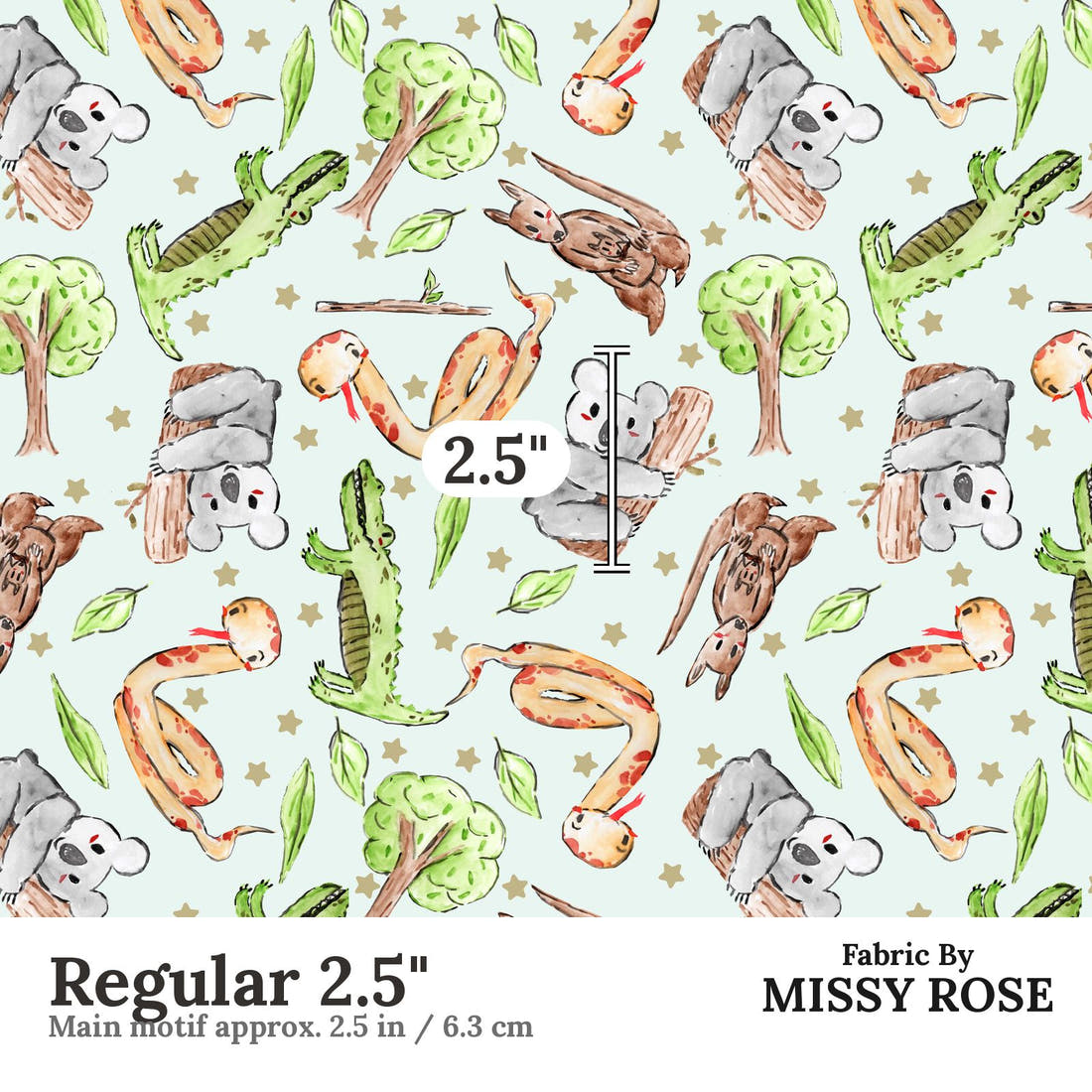 Design 102 Cute Animals Fabric Regular 2.5" - print scale | Fabric by Missy Rose