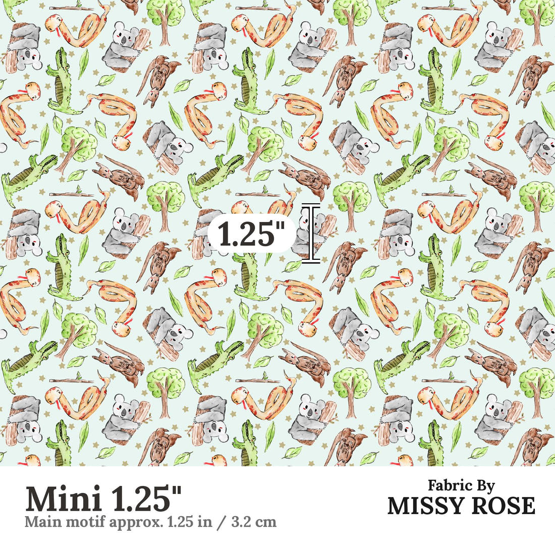 Design 102 Cute Animals Fabric Mini 1.25" - print scale | Fabric by Missy Rose