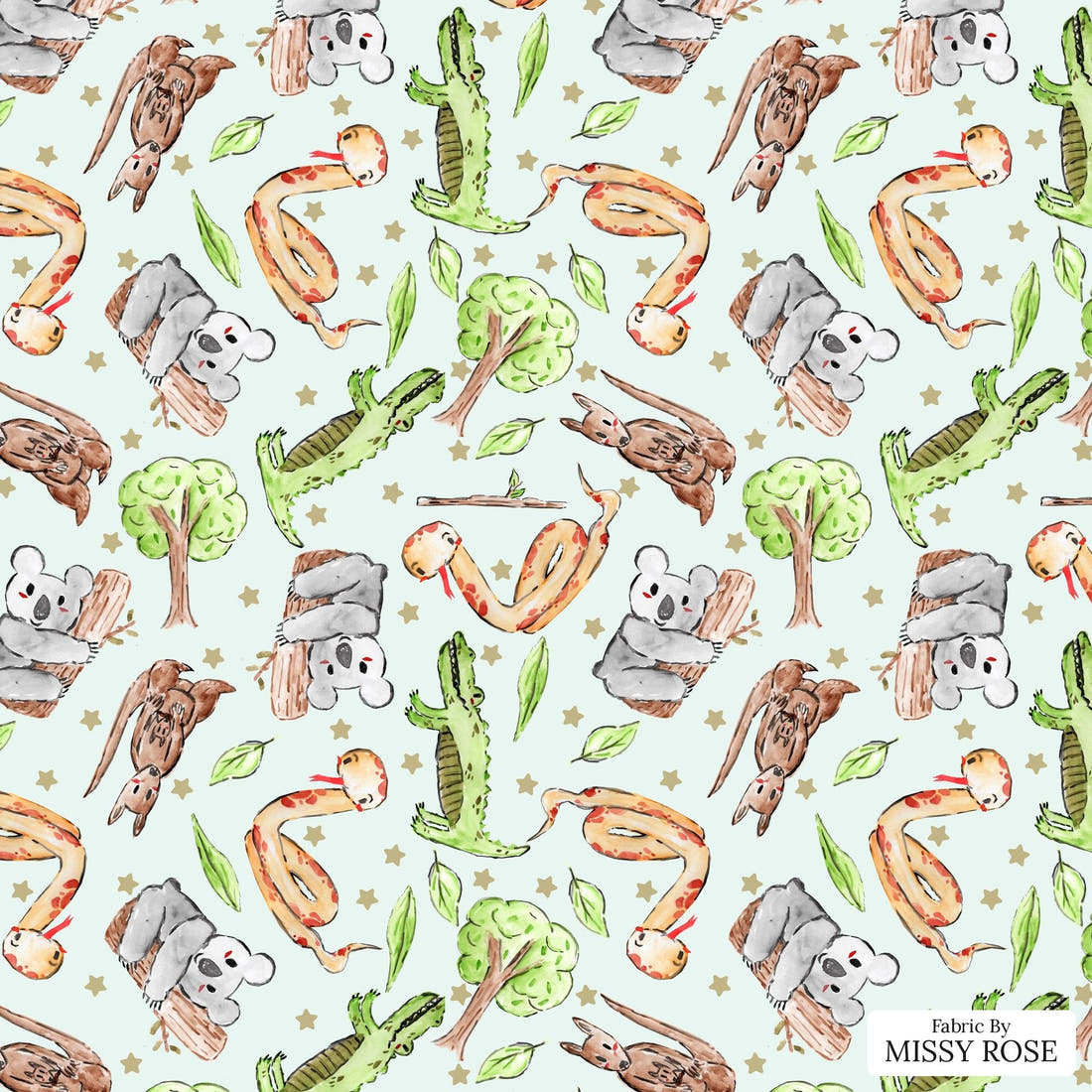 Design 102 Cute Animals Fabric - flat view of the print, zoom in for detail | Fabric by Missy Rose