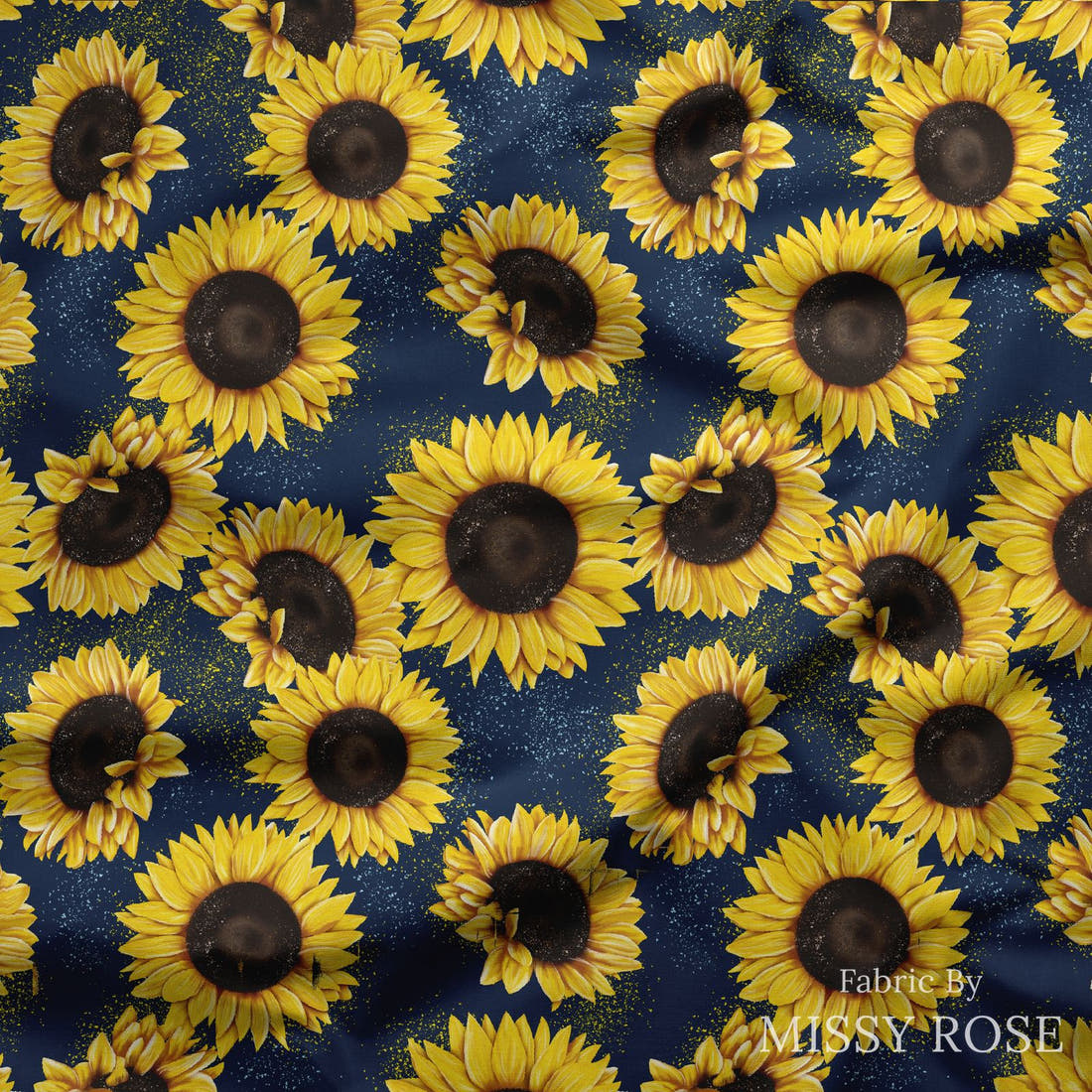 Design 1022 Sunflower Fabric draped fabric mockup – custom printed fabric by the metre | Fabric by Missy Rose