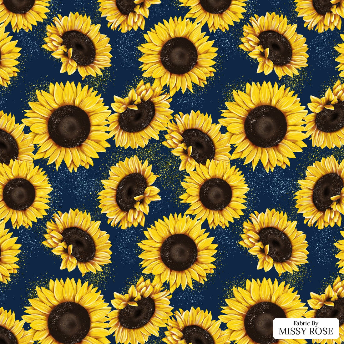 Design 1022 Sunflower Fabric – flat view of the print, zoom in for detail | Fabric by Missy Rose