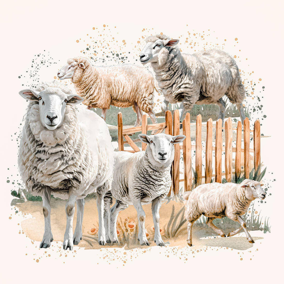 Design 1023 Sheep Panel – full artwork close-up of the printed picture | Fabric by Missy Rose
