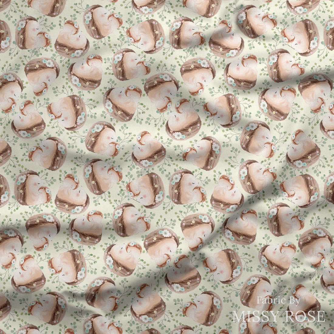 Design 1026 Hedgehog Fabric draped fabric mockup – custom printed fabric by the metre | Fabric by Missy Rose