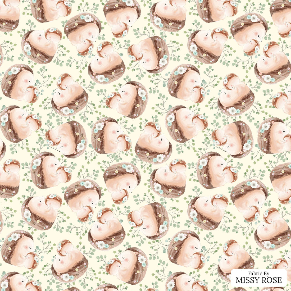 Design 1026 Hedgehog Fabric – flat view of the print, zoom in for detail | Fabric by Missy Rose