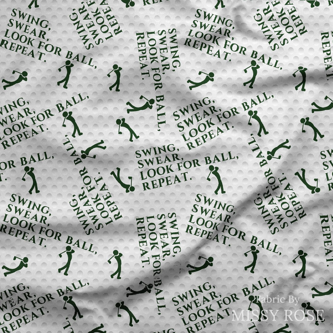 Design 1027 Golf Fabric draped fabric mockup – custom printed fabric by the metre | Fabric by Missy Rose