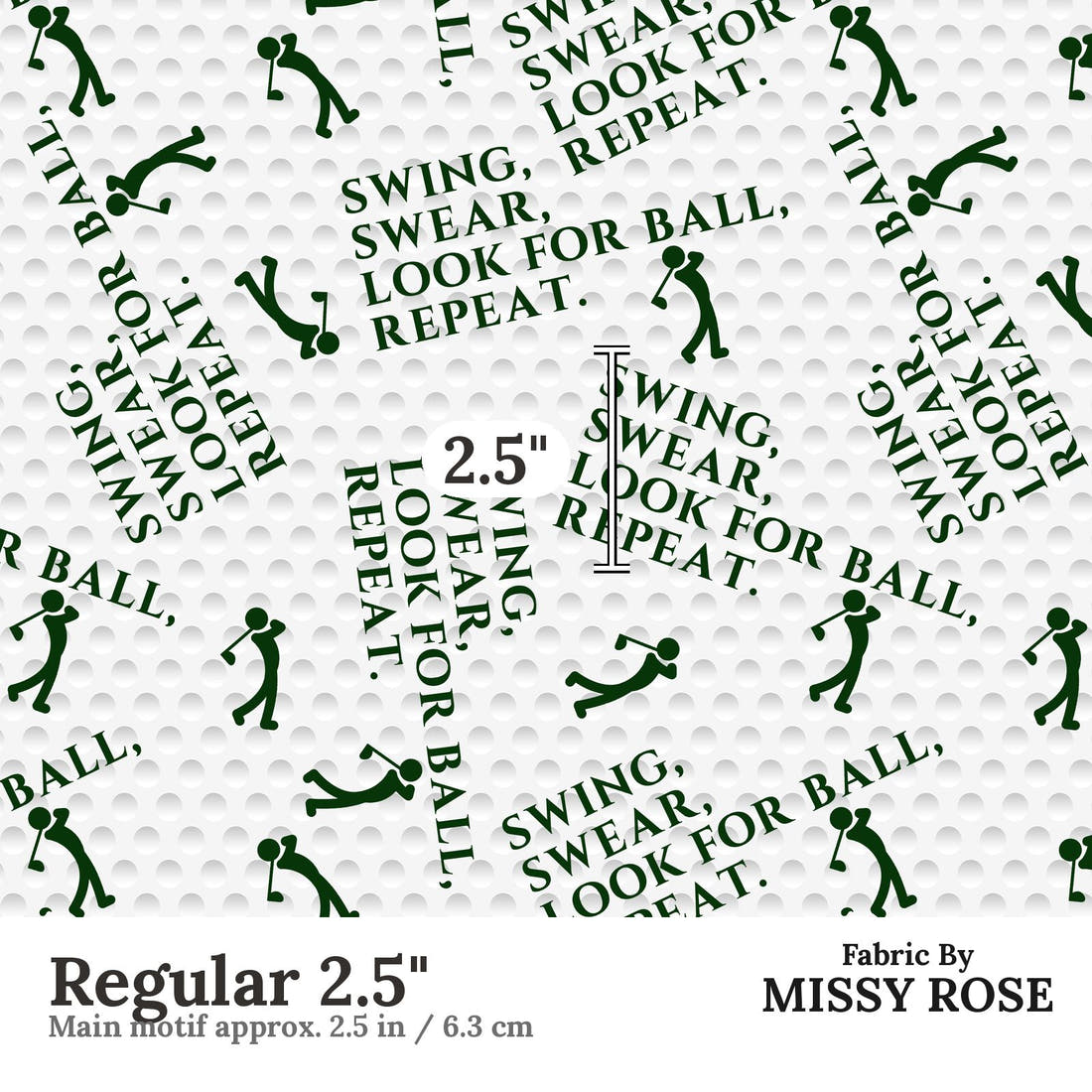 Design 1027 Golf Fabric Regular 2.5 inch print scale guide | Fabric by Missy Rose