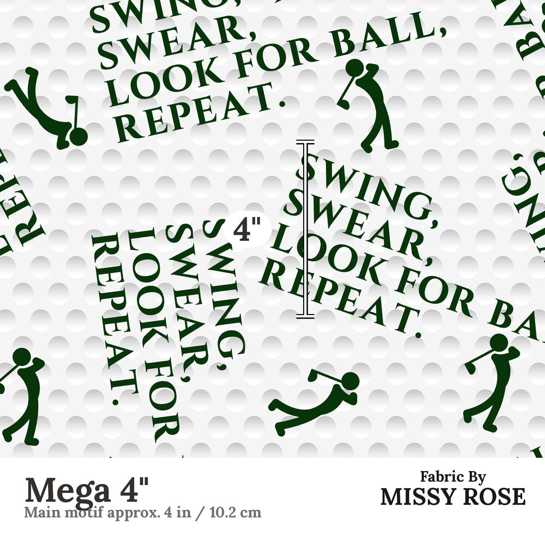 Design 1027 Golf Fabric Mega 4 inch print scale guide | Fabric by Missy Rose