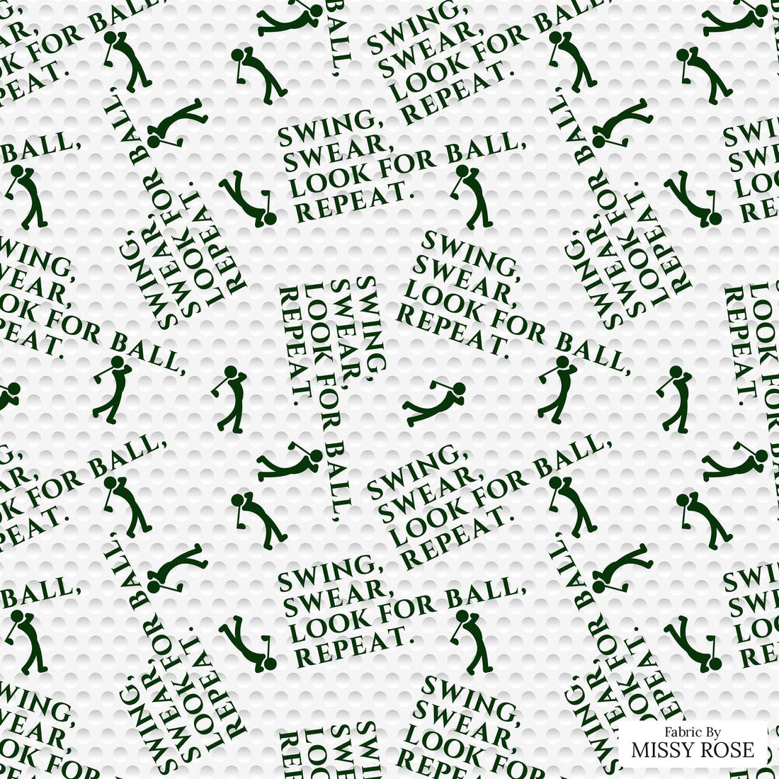Design 1027 Golf Fabric – flat view of the print, zoom in for detail | Fabric by Missy Rose