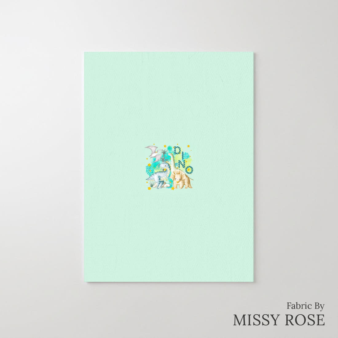 Design 1028 Cute Dino Panel – printed fabric panel with centred picture, custom printed to order | Fabric by Missy Rose