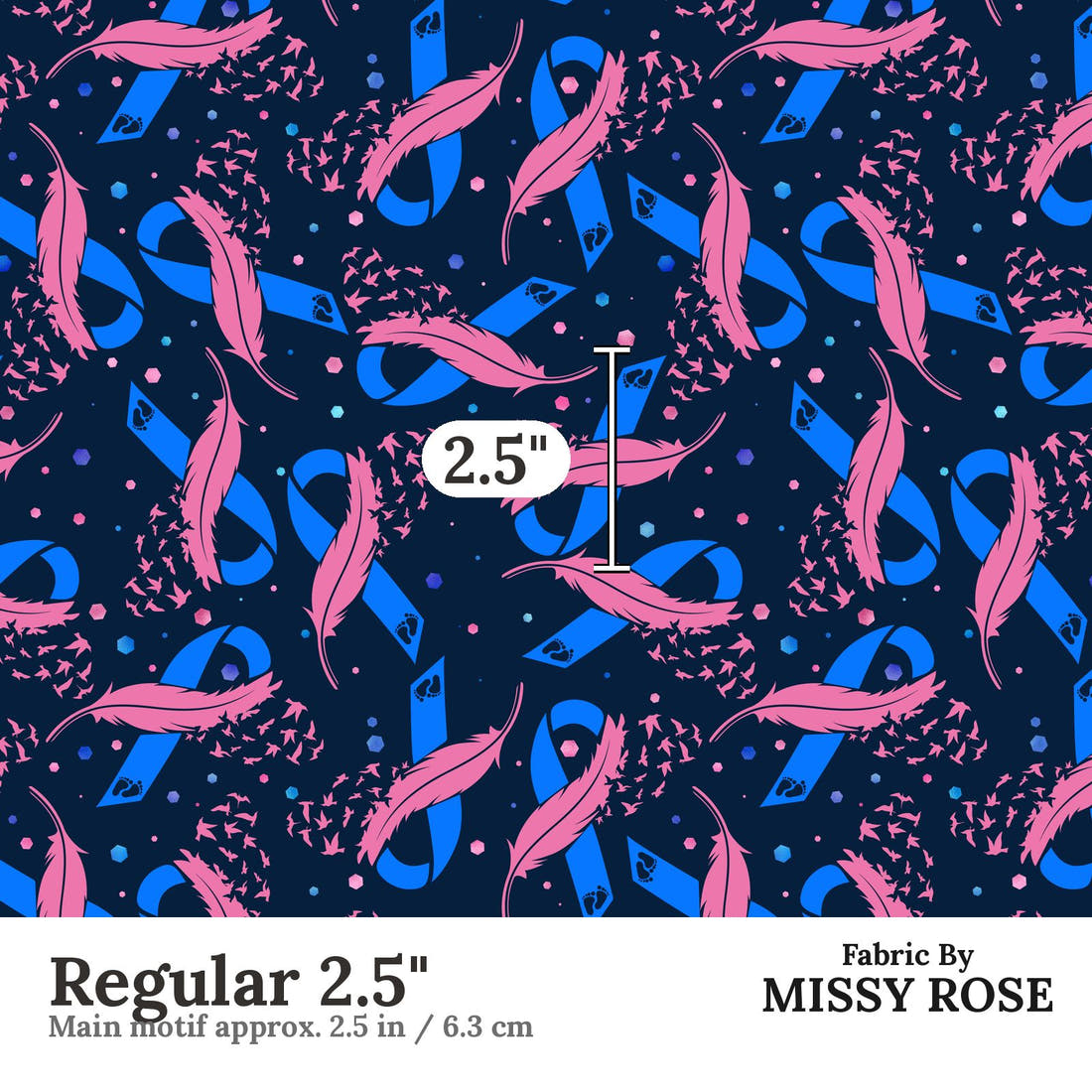 Design 1029 Awareness Fabric Regular 2.5 inch print scale guide | Fabric by Missy Rose