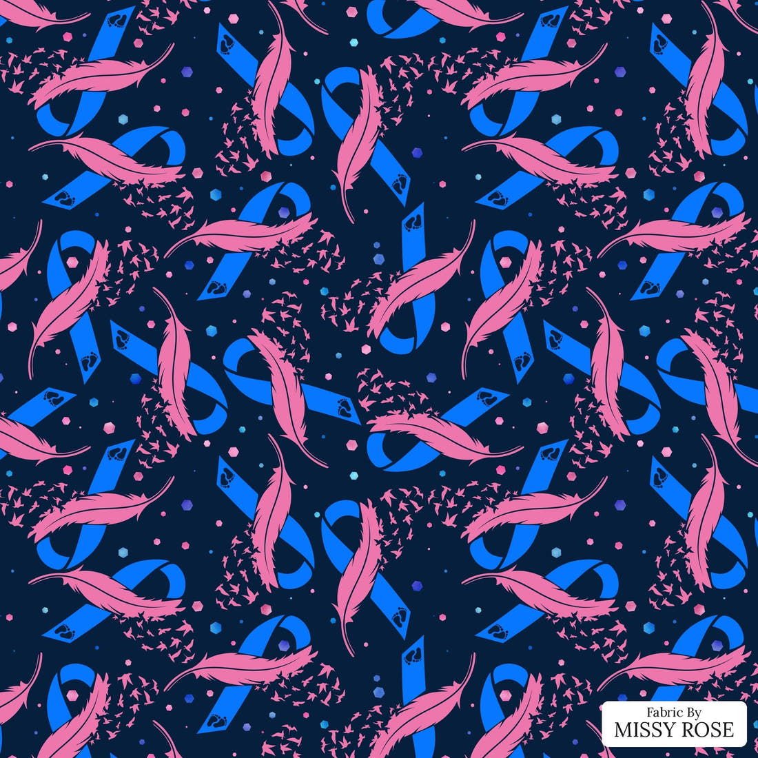 Design 1029 Awareness Fabric – flat view of the print, zoom in for detail | Fabric by Missy Rose