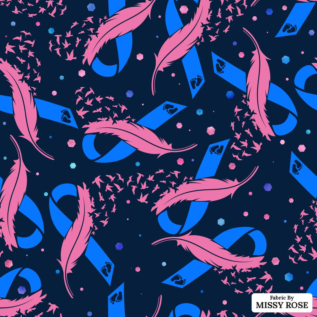 Design 1029 Awareness Fabric – flat view of the print, zoom in for detail | Fabric by Missy Rose