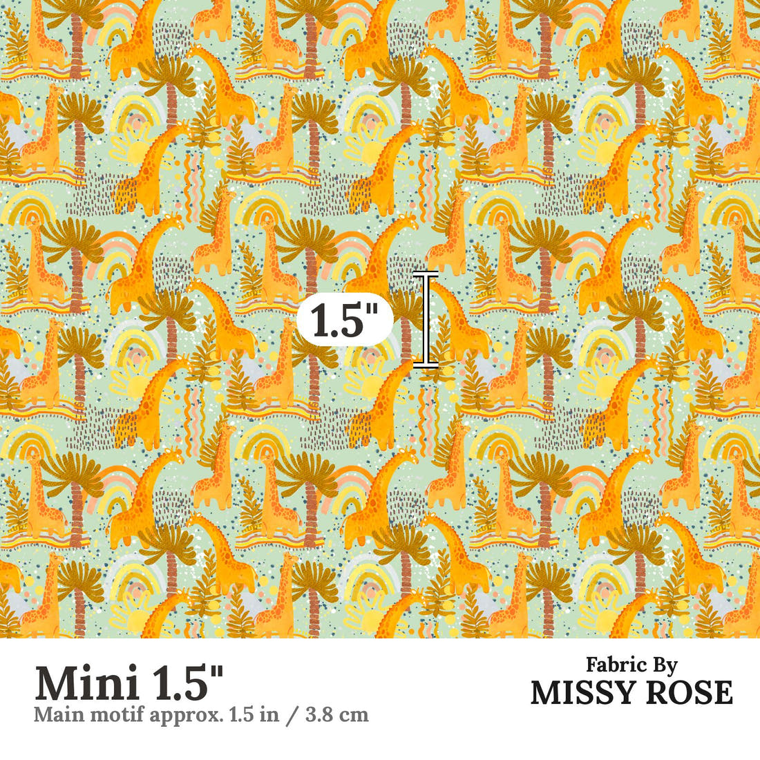Design 103 Giraffe Fabric Mini 1.5" - print scale | Fabric by Missy Rose