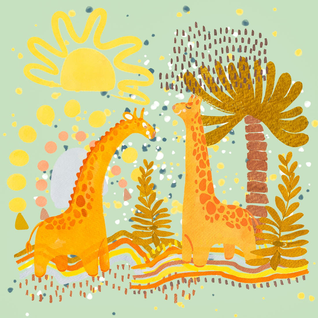 Design 103 Giraffe Panel – full artwork close-up of the printed picture | Fabric by Missy Rose