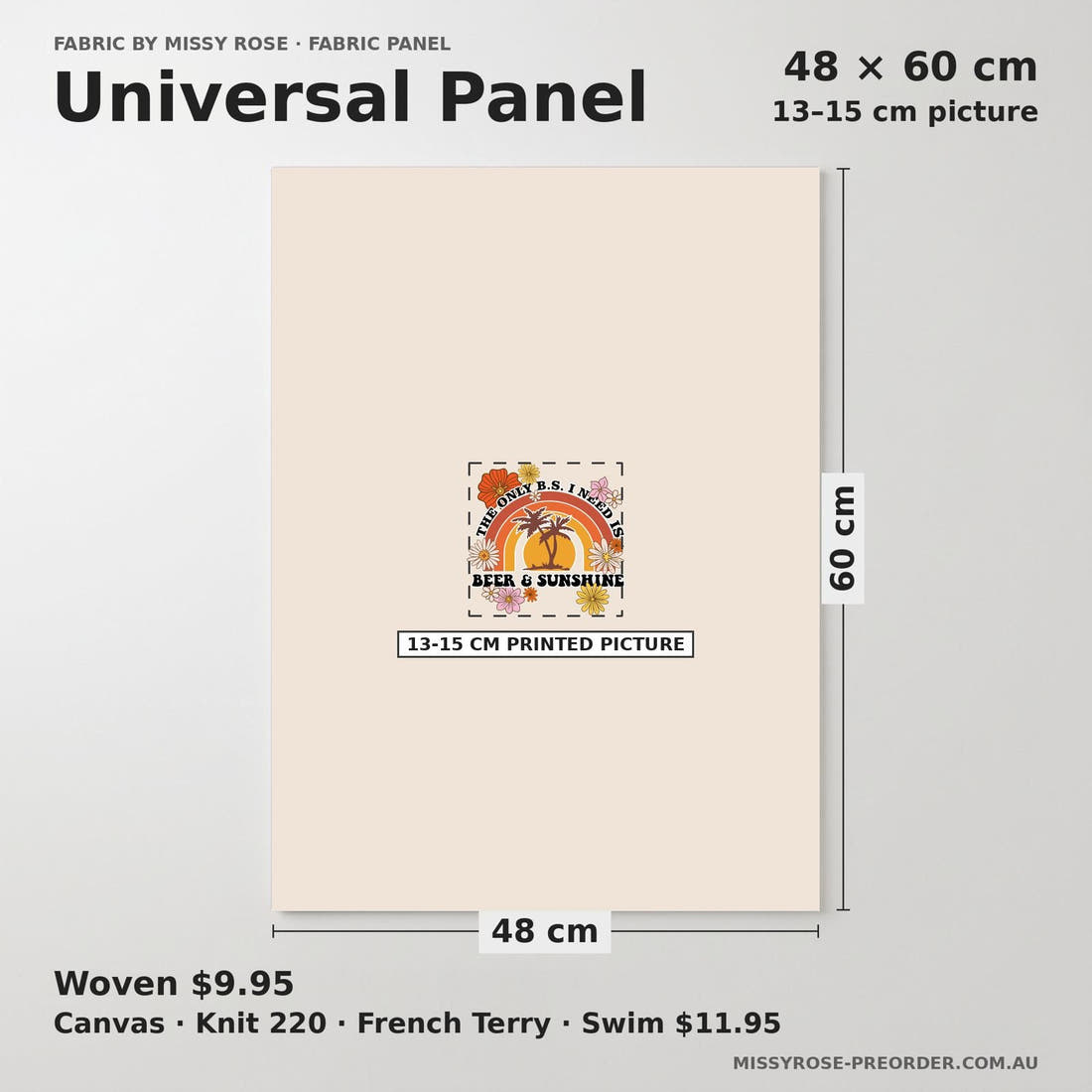 Design 1030 Retro Panel universal panel sizing – 13–15 cm printed picture on 48 × 60 cm fabric | Fabric by Missy Rose