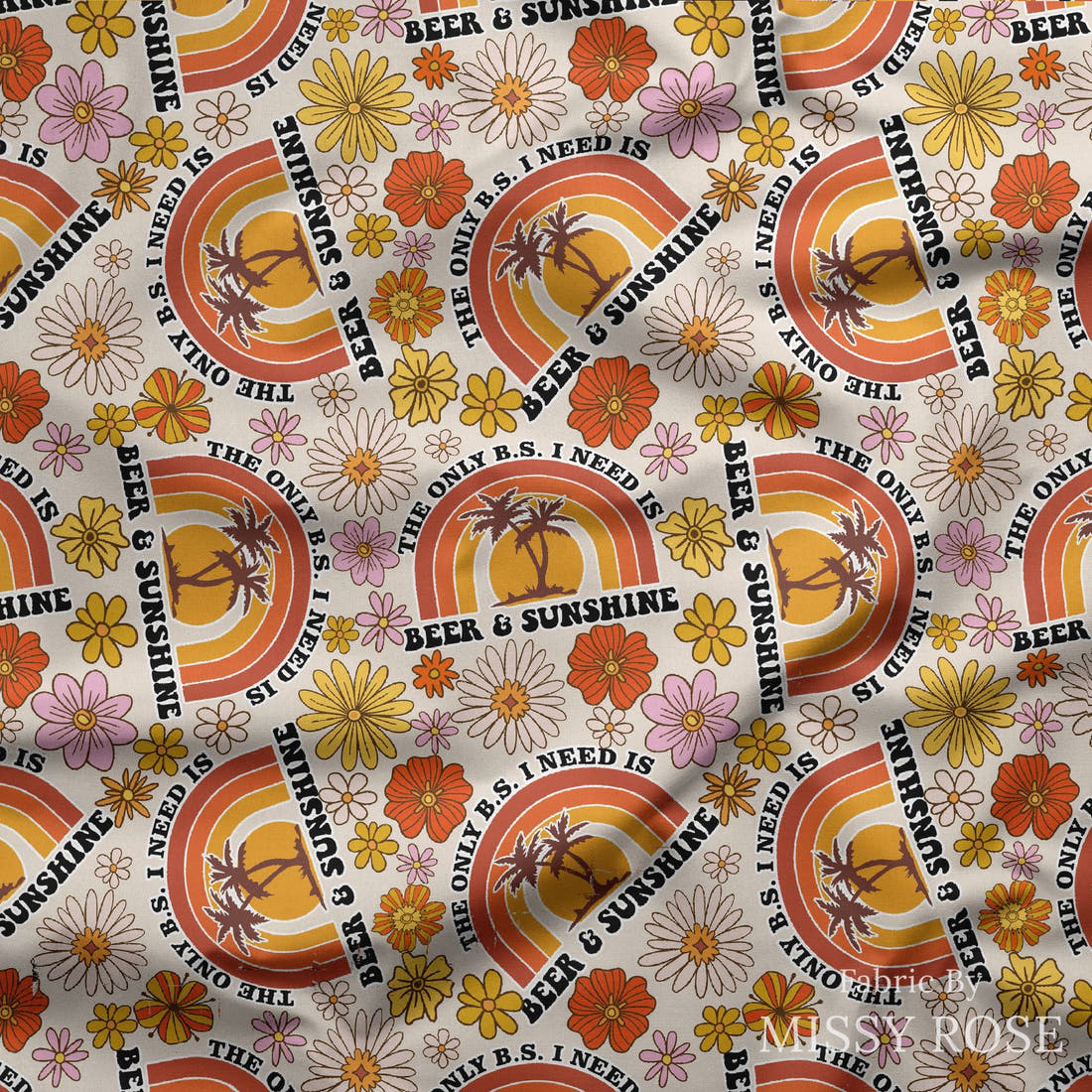 Design 1030 Retro Fabric draped fabric mockup – custom printed fabric by the metre | Fabric by Missy Rose