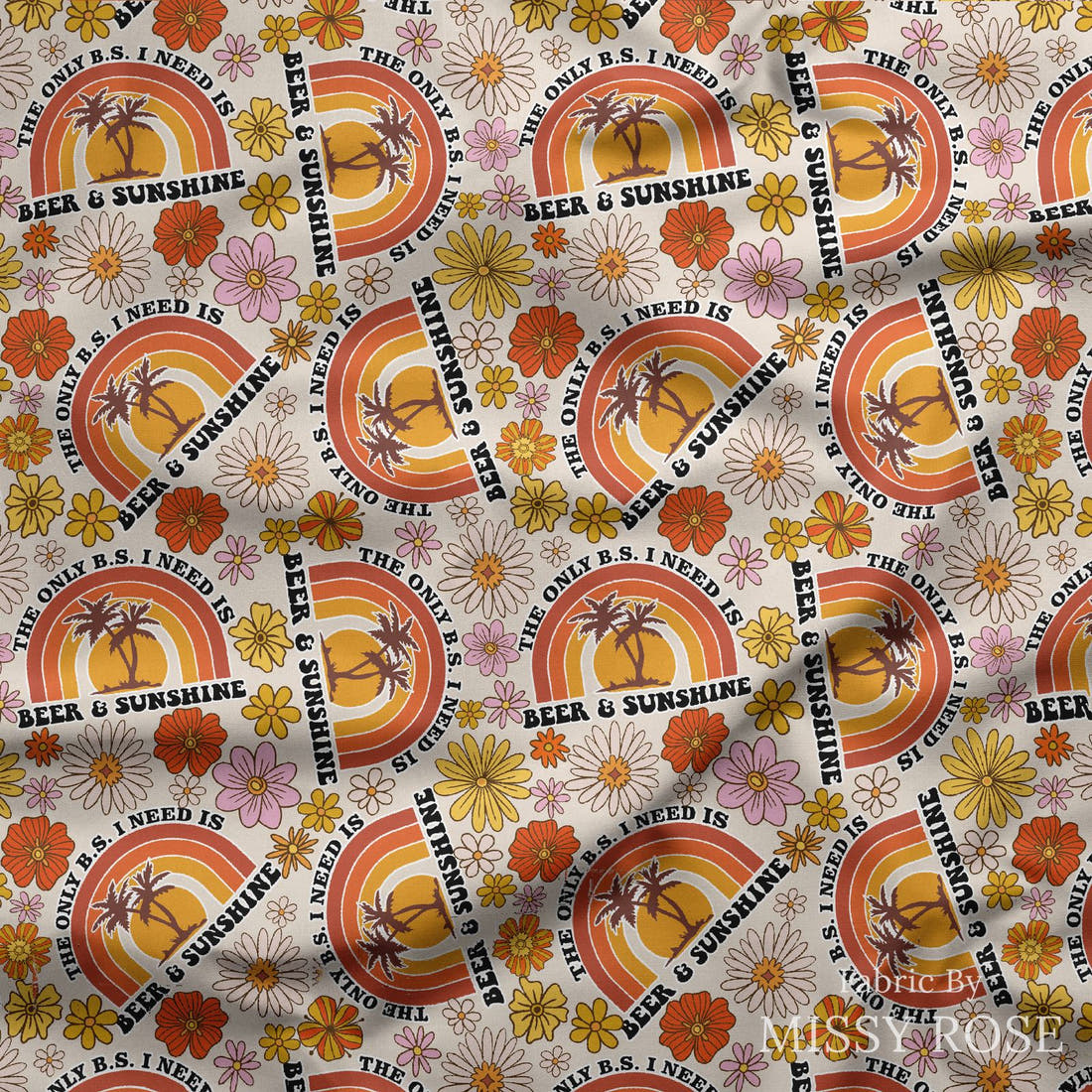 Design 1030 Retro Fabric draped fabric mockup – custom printed fabric by the metre | Fabric by Missy Rose
