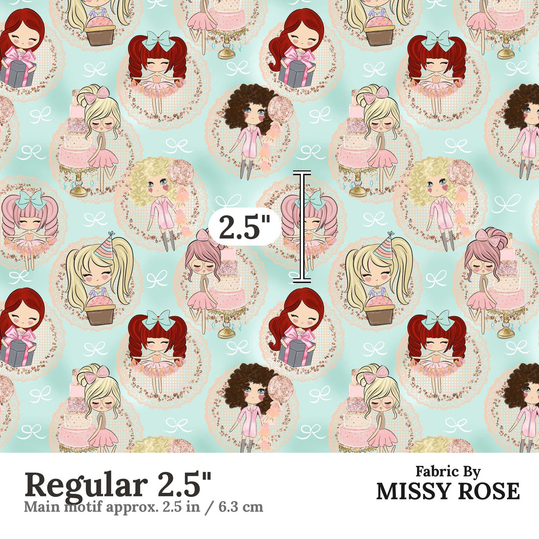 Design 1031 Cute Peeps Fabric Regular 2.5 inch print scale guide | Fabric by Missy Rose