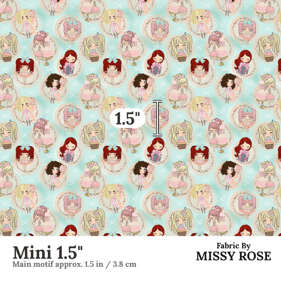 Design 1031 Cute Peeps Fabric Mini 1.5 inch print scale guide | Fabric by Missy Rose