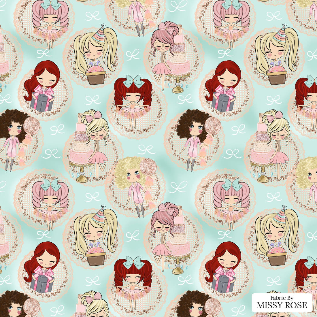 Design 1031 Cute Peeps Fabric – flat view of the print, zoom in for detail | Fabric by Missy Rose