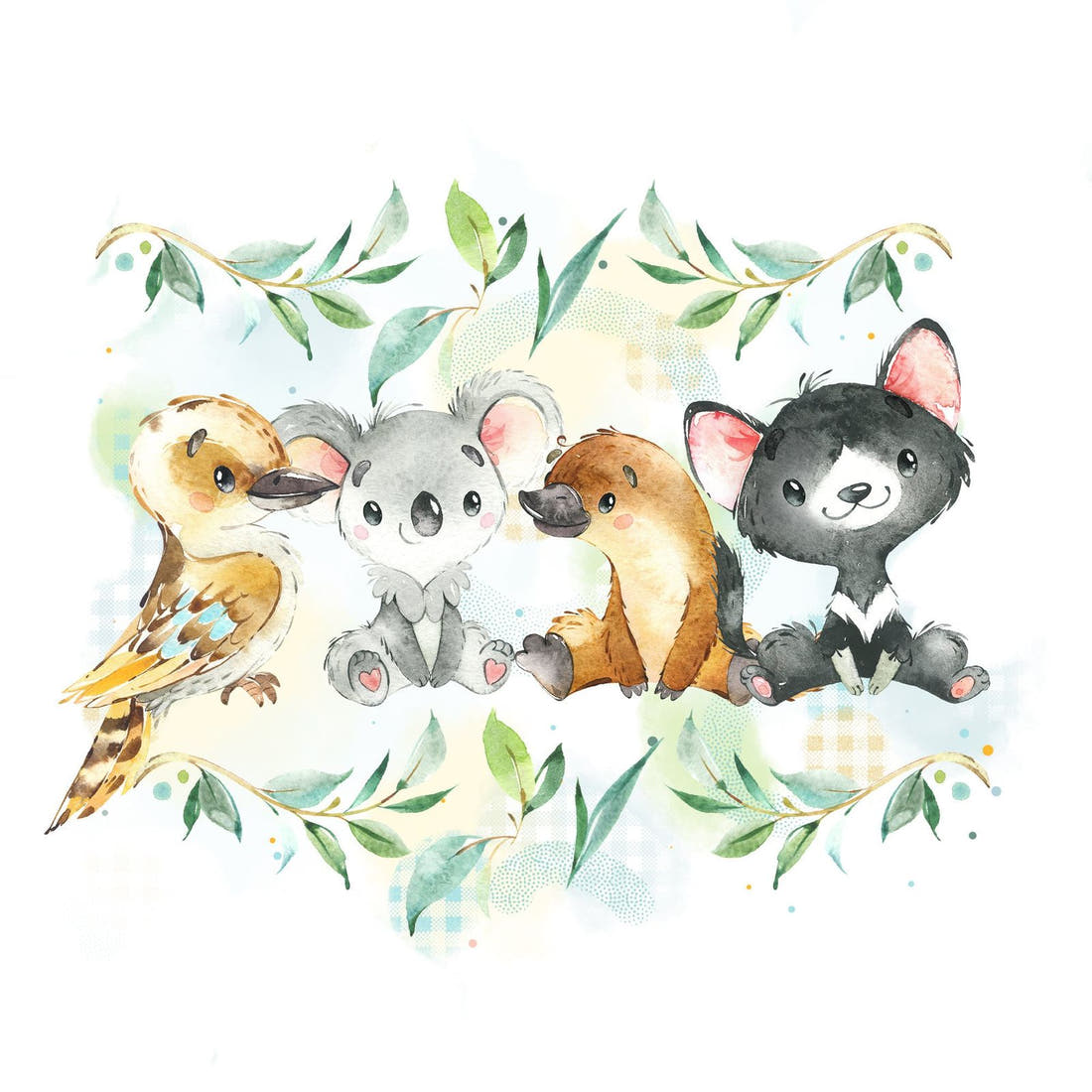 Design 1032 Aussie Babies Panel – full artwork close-up of the printed picture | Fabric by Missy Rose