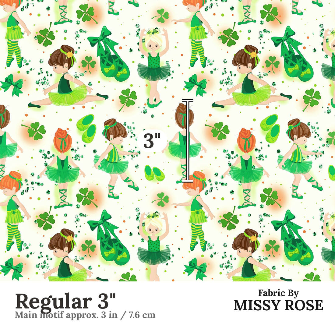 Design 1033 Irish Dance Fabric Regular 3 inch print scale guide | Fabric by Missy Rose