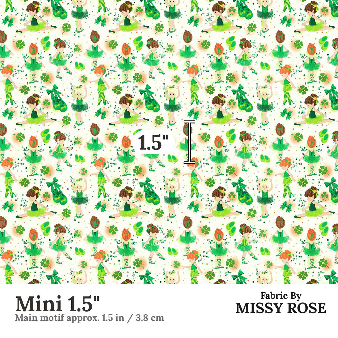 Design 1033 Irish Dance Fabric Mini 1.5 inch print scale guide | Fabric by Missy Rose