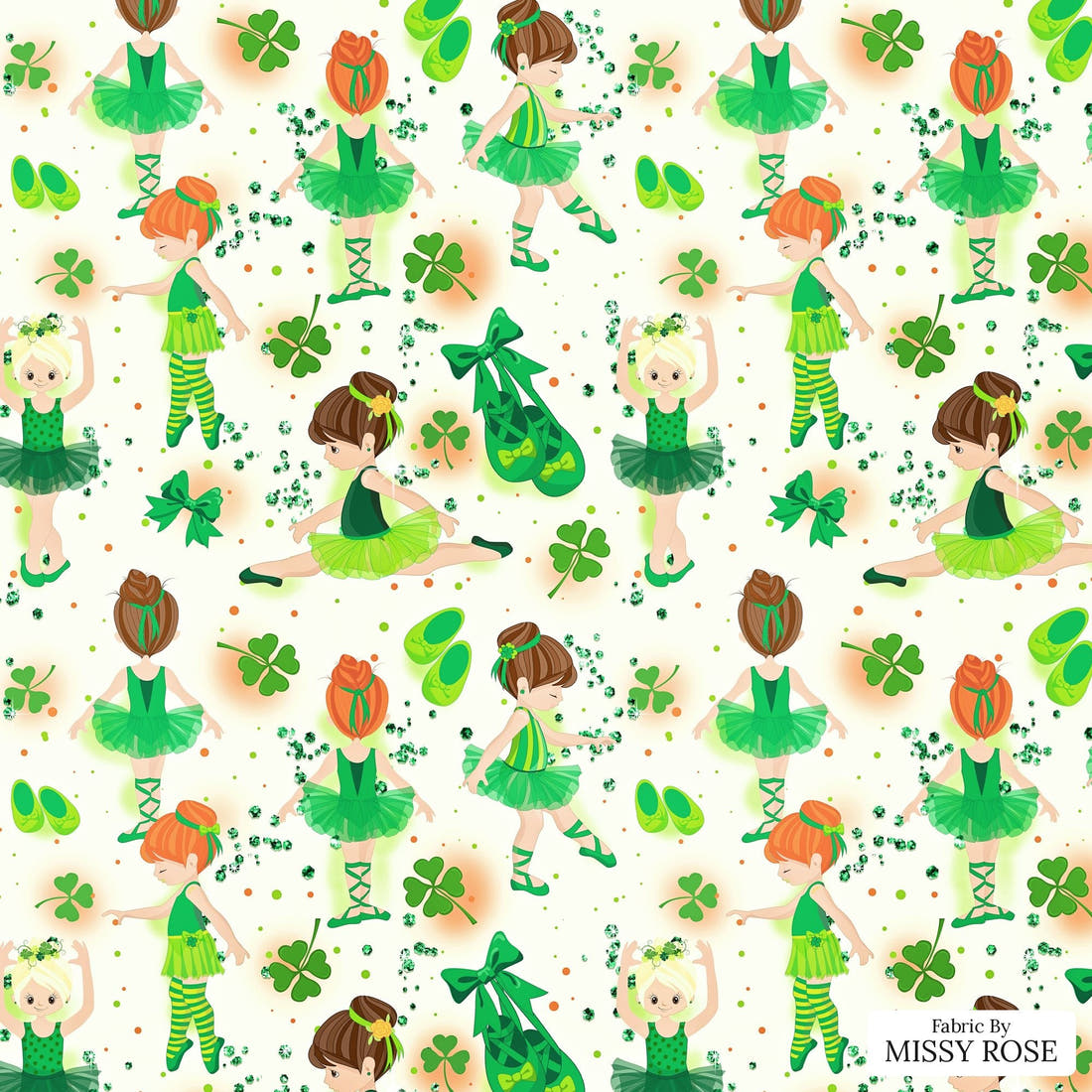 Design 1033 Irish Dance Fabric – flat view of the print, zoom in for detail | Fabric by Missy Rose