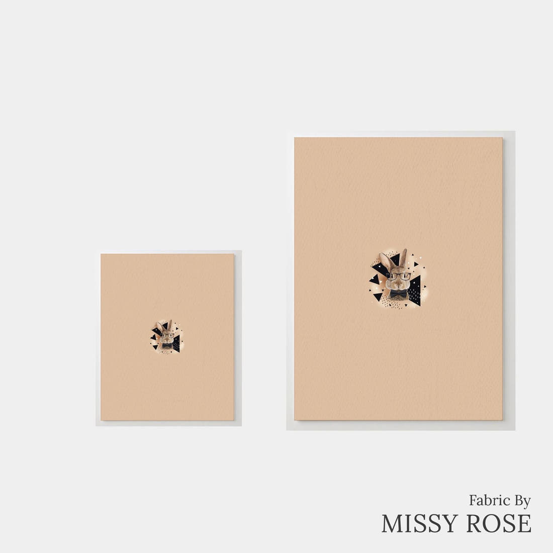Design 1034 Neutral Bunny Panel – universal and adult panel sizes side by side | Fabric by Missy Rose