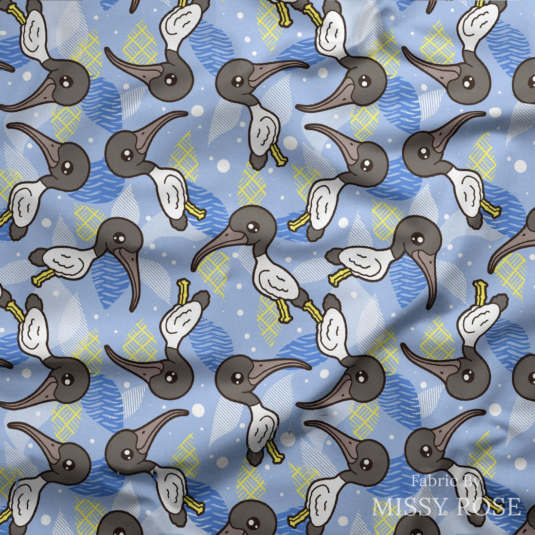 Design 1036 Bin Chicken Fabric draped fabric mockup – custom printed fabric by the metre | Fabric by Missy Rose